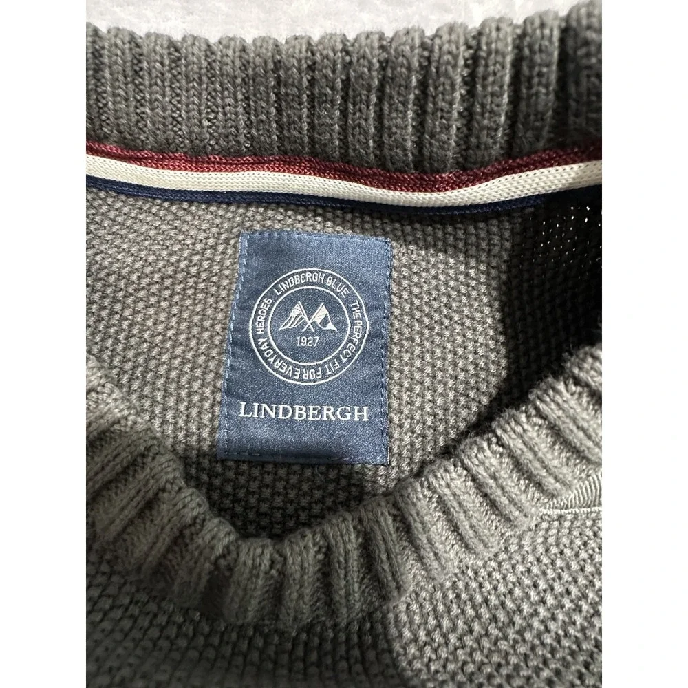 Lindbergh Sweater Pullover Men's Size Large Green Front Pocket Textured Golf EUC